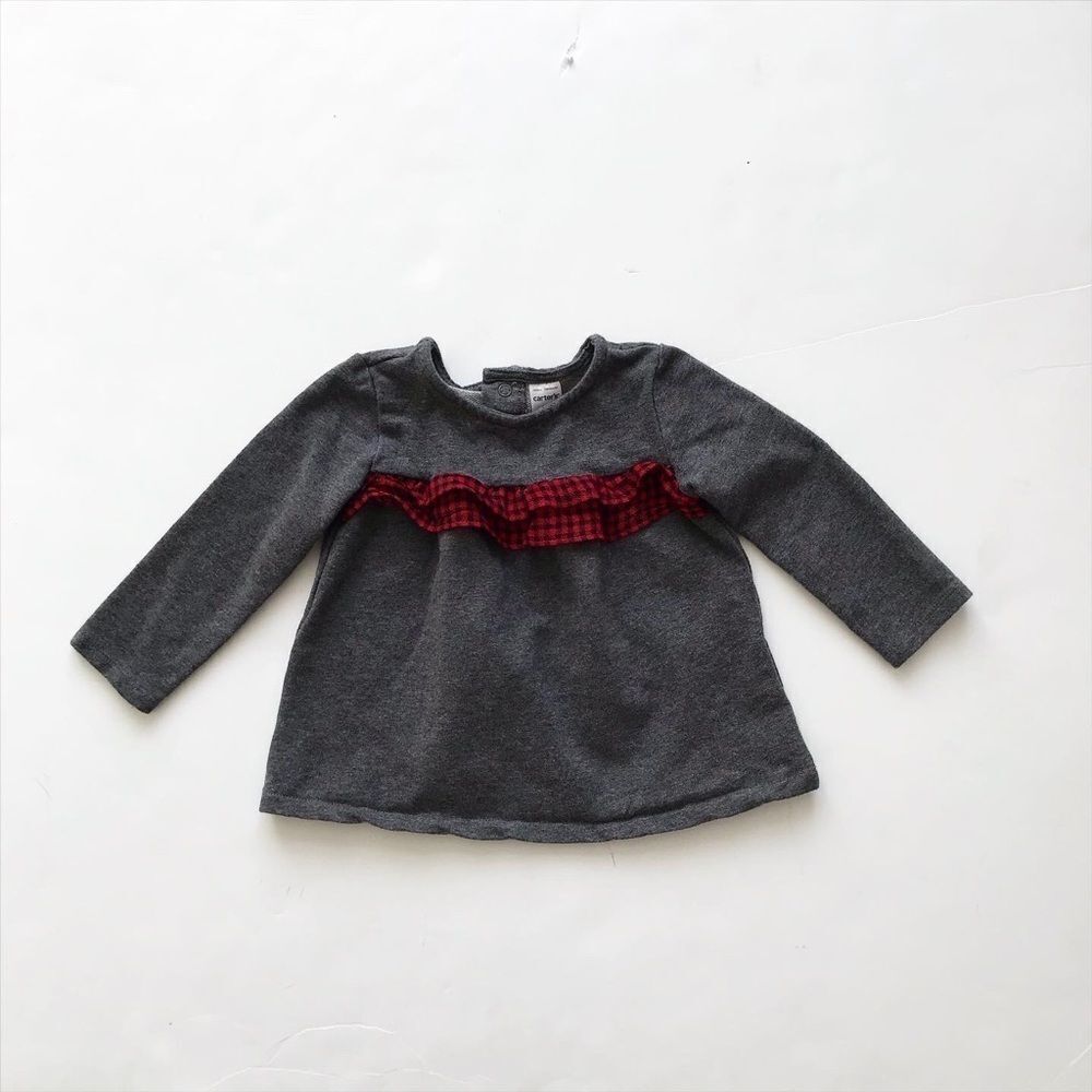 Carters gray ruffle sweatshirt EUC 18 months